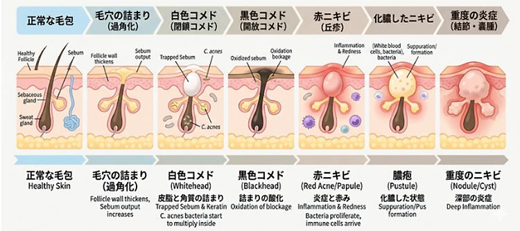 ニキビの成り立ちと種類